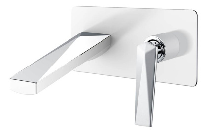 Смеситель для умывальника из стены БЕЛЫЙ+ХРОМ Смеситель для умывальника из стены БЕЛЫЙ+ХРОМ