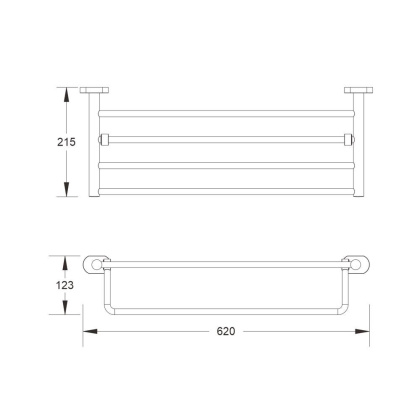 Полотенцедержатель с полкой, SG5108T Shevanik, Оружейная сталь