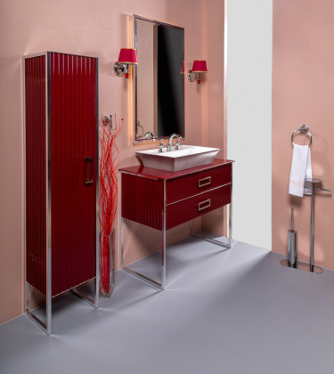 Тумба MONACO 100см h74см капучино глянец + золото под раковину чашу 867-100-CPG Boheme