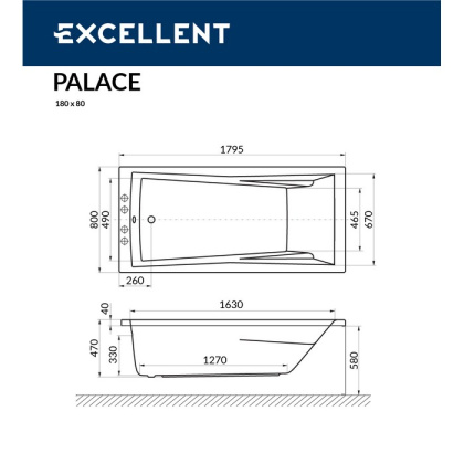 Ванна EXCELLENT Palace 180x80 "ULTRA" (хром) Ванна EXCELLENT Palace 180x80 "ULTRA" (хром)