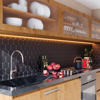 Керамическая мозаика, Hexagon Big Black Matt 95x110, Geometry Керамическая мозаика, Hexagon Big Black Matt 95x110, Geometry