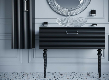 Тумба Linea 80 черная + Хром_Комплект 842-080-BCR Boheme