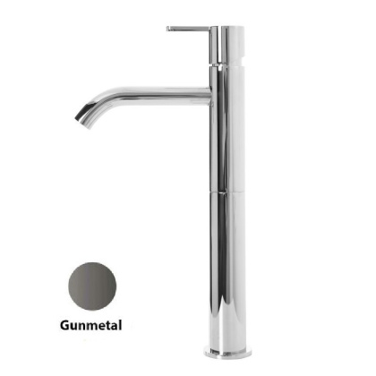 LEAF-LC2-L-GM Смеситель для накладной раковины однорычажный, с донным клапаном, исполнение Gunmetal PVD