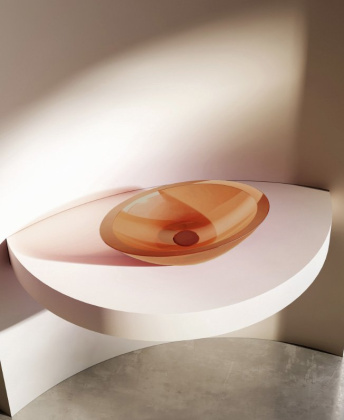 Раковина накладная прозрачная ABBER Kristall AT2810Topas оранжевая Раковина накладная прозрачная ABBER Kristall AT2810Topas оранжевая