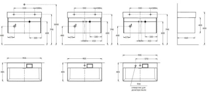 Тумба LOGICA подвесная 2 ящика 90 см, стальной серый Тумба LOGICA подвесная 2 ящика 90 см, стальной серый
