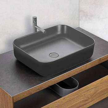 Раковина керамическая Vincea VBS-105MA, 500*390*130, накладная, цвет антрацит матовый Раковина керамическая Vincea VBS-105MA, 500*390*130, накладная, цвет антрацит матовый