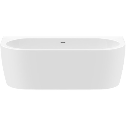 Акриловая ванна пристенная, щелевой слив-перелив, белая фронтальная панель, белая чаша, 1800х790х600, SLIM WALL-180-80-60-W37-SET