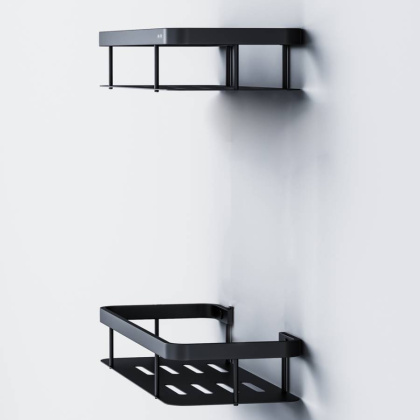 Полка для душа Sense L прямая двухъярусная, 5,8х34,5х12,8 см, черная, A7453222