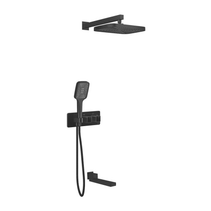 Душевая система с термостатом встраиваемая Rose R1095H, черный