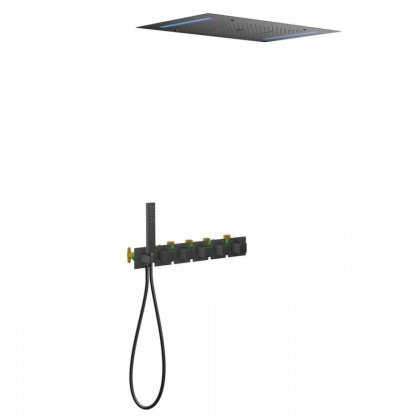 Душевая система Timo Petruma SX-5229/03SM скрытого монтажа с термостатом, черная матовая