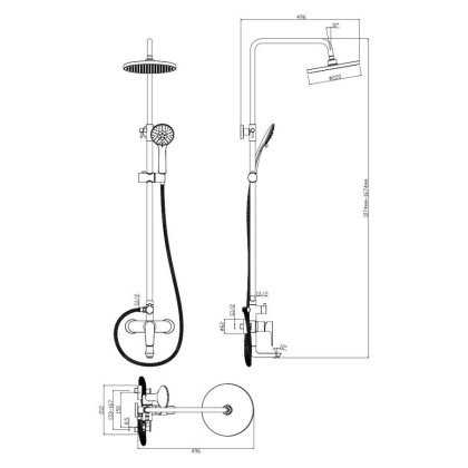 Душевая стойка со смесителем для ванны BARROS, арт. 22511-1BR