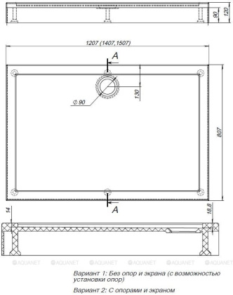 Душевой поддон Aquanet Alfa/Delta 120х80
