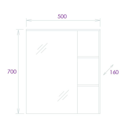 Шкаф-зеркало Onika Легран 50 дуб галифакс, универсальный
