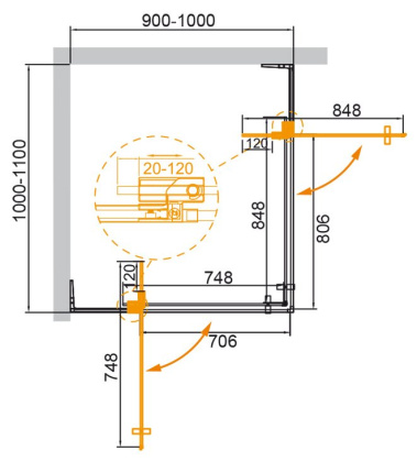 Душевой уголок Cezares SLIDER-AH-2-70/80-90/100-BR-NERO стекло бронзовое, профиль черный матовый Душевой уголок Cezares SLIDER-AH-2-70/80-90/100-BR-NERO стекло бронзовое, профиль черный матовый