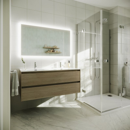 Тумба подвесная SANCOS Cento 1190х450х500, c двумя ящиками оснащенными доводчиками, карпатская ель, арт. CN120-2KE