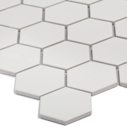 Керамическая мозаика, Hexagon small White Matt 51x59, Geometry
