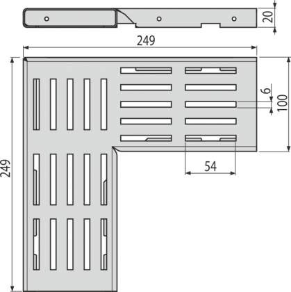Решетка для дренажного углового желоба 100 мм, оцинкованная сталь
