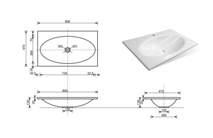 Раковина "Malta luxe silk" 800х470
