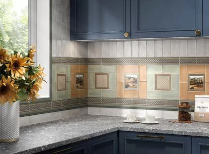 Бордюр Монтальбано зелёный светлый матовый 15x3x1,6