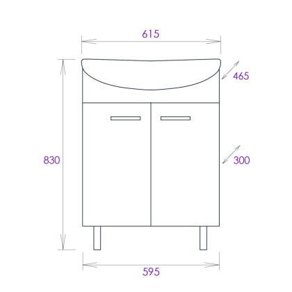 Тумба Onika Коралл 60 напольная, белая (ум. Уют 60)