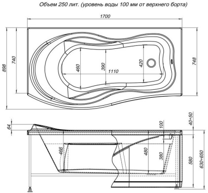 Акриловая ванна Aquanet Borneo 170x75/90 L Акриловая ванна Aquanet Borneo 170x75/90 L