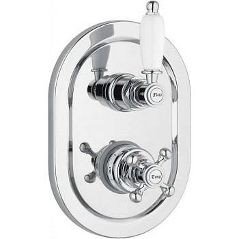 VENEZIA-VDIM2-T-01-Bi Встраиваемый термостатический смеситель на 2 выхода,с девиатором Исполнение: Хром, Ручки: Белая  VENEZIA-VDIM2-T-01-Bi Встраиваемый термостатический смеситель на 2 выхода,с девиатором Исполнение: Хром, Ручки: Белая