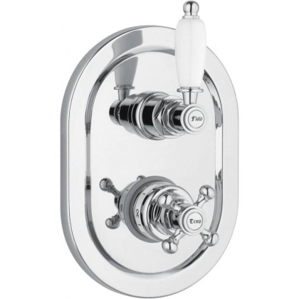 VENEZIA-VDIM2-T-01-Bi Встраиваемый термостатический смеситель на 2 выхода,с девиатором Исполнение: Хром, Ручки: Белая  VENEZIA-VDIM2-T-01-Bi Встраиваемый термостатический смеситель на 2 выхода,с девиатором Исполнение: Хром, Ручки: Белая
