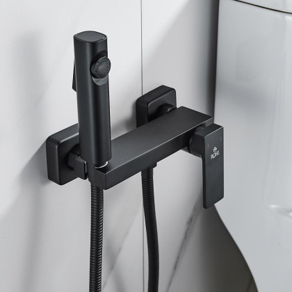 Гигиенический душ со смесителем Rose R1805H-1, черный