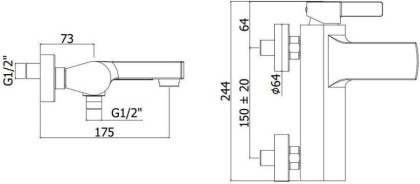 Смеситель для ванны с душем Paffoni Rock RO022CR