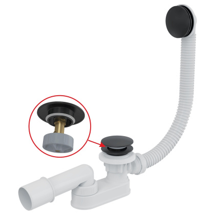 Сифон для ванны CLICK/CLACK, черный-мат