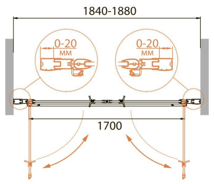 Душевая дверь в нишу CEZARES RELAX-B-2