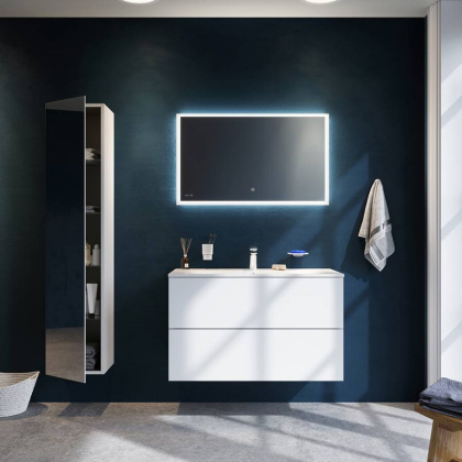 M70ACHML0356WG SPIRIT 2.0, шкаф-колонна, подвесной, левый, 35 см, зеркальный фасад, цвет: белый, гля