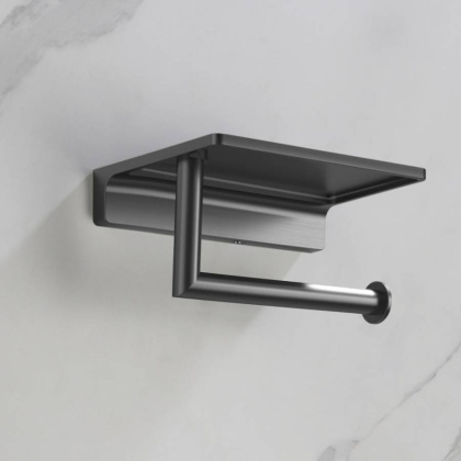 Бумагодержатель с полкой для телефона Timo Saona 13043/18 черное золото