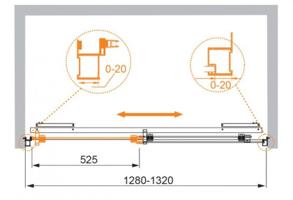 LUX-SOFT-W-BF-1-150-C-Cr-IV Душевая дверь