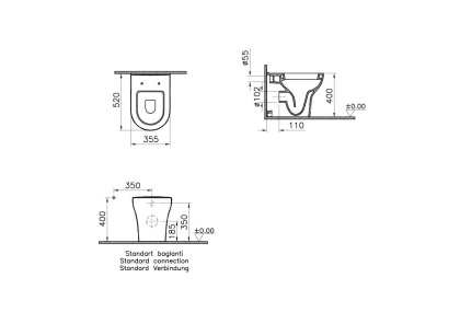 Чаша приставного унитаза Vitra Zentrum 5788B003-0075 Чаша приставного унитаза Vitra Zentrum 5788B003-0075