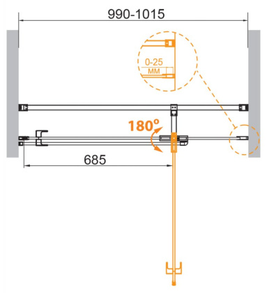 VALVOLA-B-1-100-C-Cr Душевая дверь