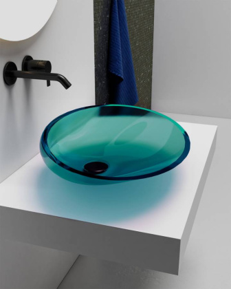 Раковина накладная прозрачная ABBER Kristall AT2812Aquamarin бирюзовая Раковина накладная прозрачная ABBER Kristall AT2812Aquamarin бирюзовая