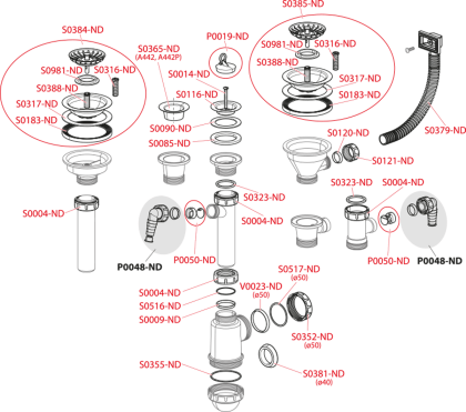 Донный клапан сифона для мойки 6/4" с нержавеющей peшeткой DN70