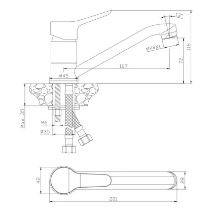 Смеситель универсальный IBIZA, арт.19110IB Смеситель универсальный IBIZA, арт.19110IB