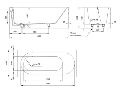 Ванна из искусственного камня FABIA 180,102612M Ванна из искусственного камня FABIA 180,102612M