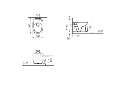 Подвесной безободковый унитаз Plural Rim-Ex, цвет Матовый Белый