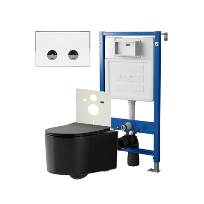 Сет: Система инсталляции пневматическая Point Элемент П для подвесного унитаза PN45121 + Клавиша смыва для пневматической инсталляции Point Венера, белый/хром, PN44071WC + Унитаз подвесной Point Веста безободковый, чёрн мат, PN41701BM Сет: Система инсталляции пневматическая Point Элемент П для подвесного унитаза PN45121 + Клавиша смыва для пневматической инсталляции Point Венера, белый/хром, PN44071WC + Унитаз подвесной Point Веста безободковый, чёрн мат, PN41701BM