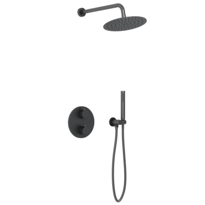 Душевой комплект VSFW-101TMB термостатический встраиваемый, двухрежимный, черный