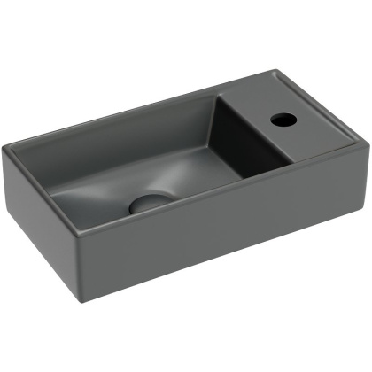Умывальник подвесной прямоугольный (чаша слева, отверстие под смеситель справа) цвет темный антрацит матовый Element 407*217*100