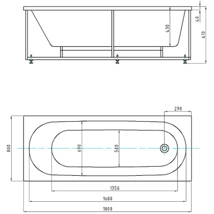 Акриловая ванна Акватек Оберон 180x80 OBR180-0000008
