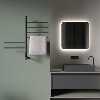 Полотенцесушитель электрический Vincea VTD-1S2CGE 43х80, графит, таймер Полотенцесушитель электрический Vincea VTD-1S2CGE 43х80, графит, таймер