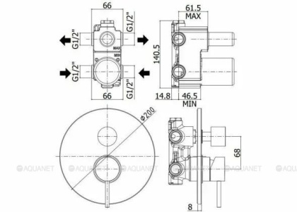 Смеситель встраиваемый для ванны с душем Paffoni Light LIG018HGSP (с внутренней частью)