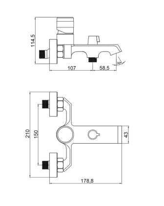 Orange SOLE M03-100cr Смеситель для ванны/душа с декором