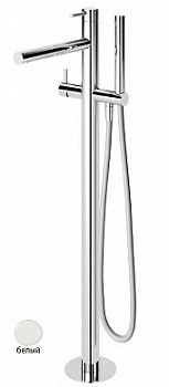 LEAF-VDP-L-BIO Напольный смеситель для ванны и душа однорычажный в комплекте с ручным душем и шлангом, исполнение Белый матовый