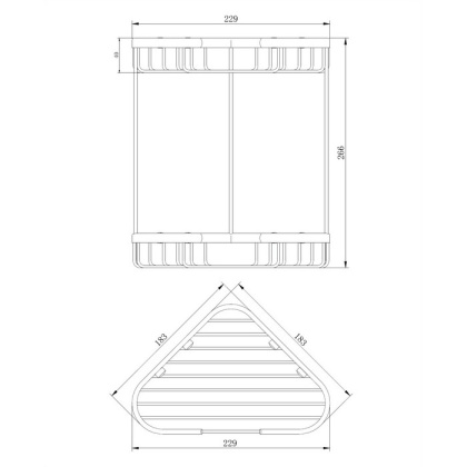 Полка-корзинка для душа угловая двойная 18,3х18,3 см OMNIRES UN3515ACR (хром)